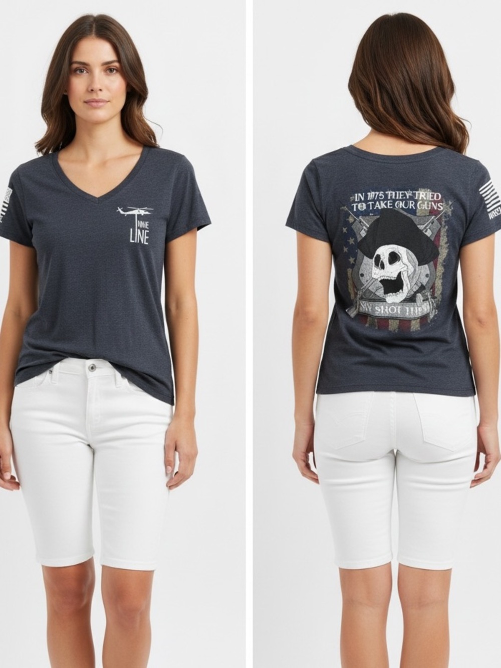 NineLine Apparel Tee in Dark Gray/ Black V-Neck in Size Medium Vet Owned Company